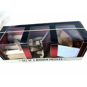 Brain Teaser Games:  Set of Three Wooden Puzzles